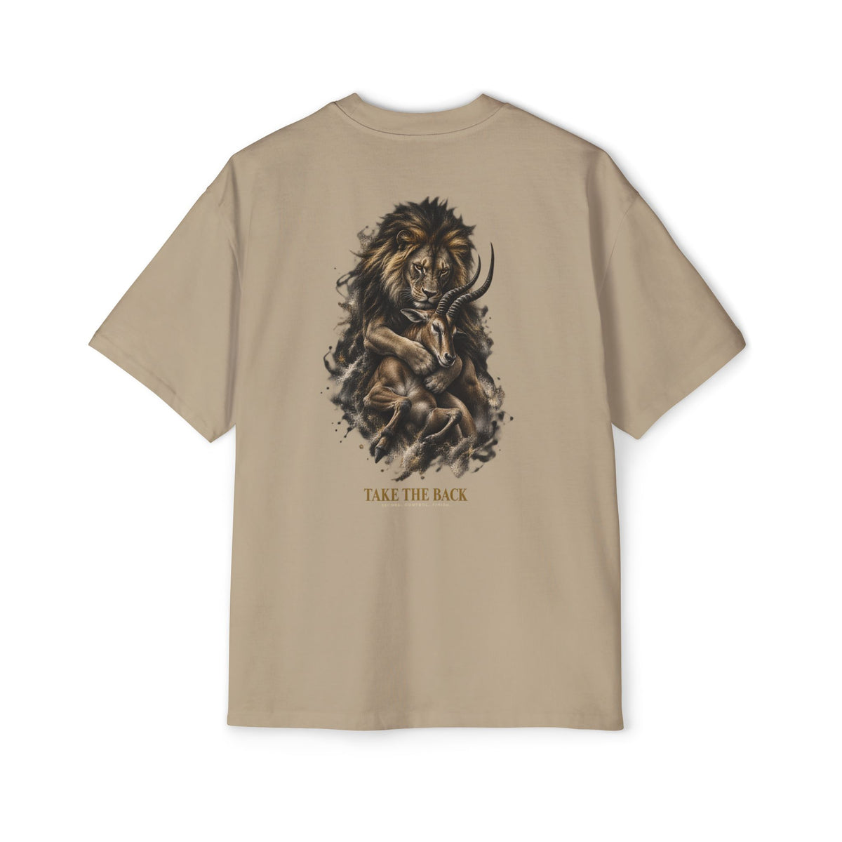 BJJ Oversized T-Shirt, Take the Back Lion Graphic Tee, Brazilian Jiu Jitsu Shirt, Heavyweight Streetwear Gift for Grapplers