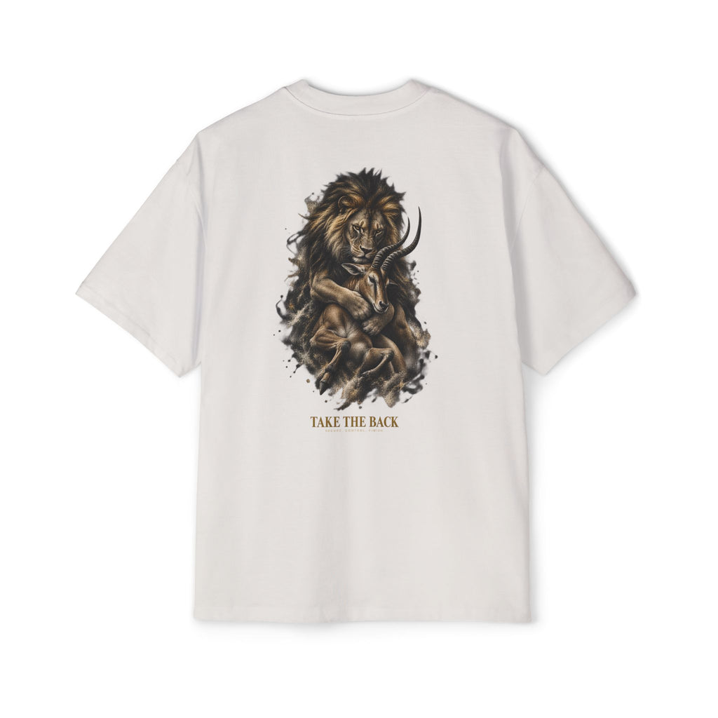 BJJ Oversized T-Shirt, Take the Back Lion Graphic Tee, Brazilian Jiu Jitsu Shirt, Heavyweight Streetwear Gift for Grapplers
