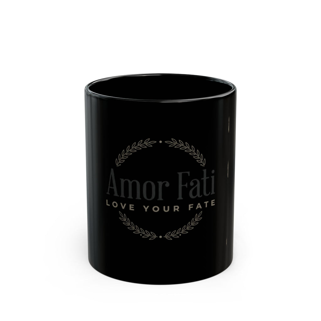 Amor Fati Love Your Fate Mug | Black Ceramic Coffee Cup