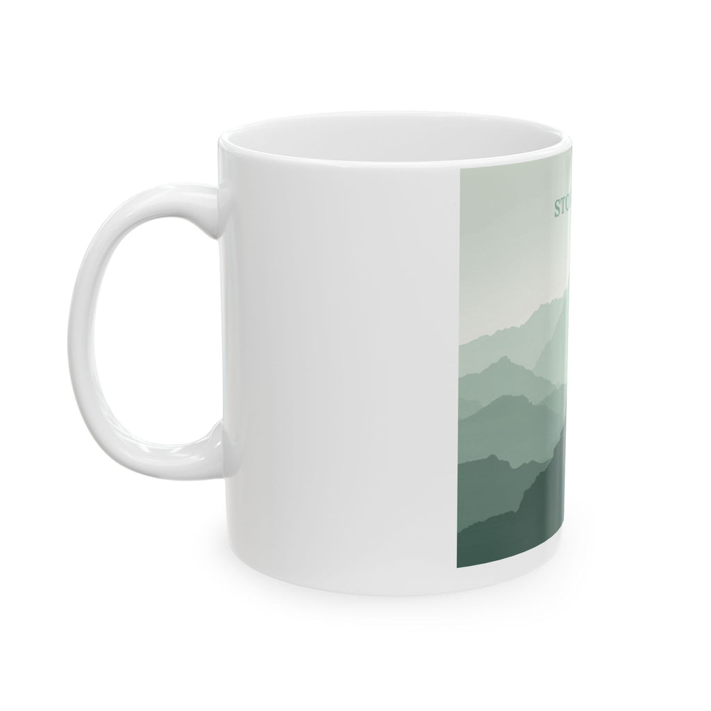 Stoic Habits mountain silhouette mug | minimalist hiking landscape ceramic mug