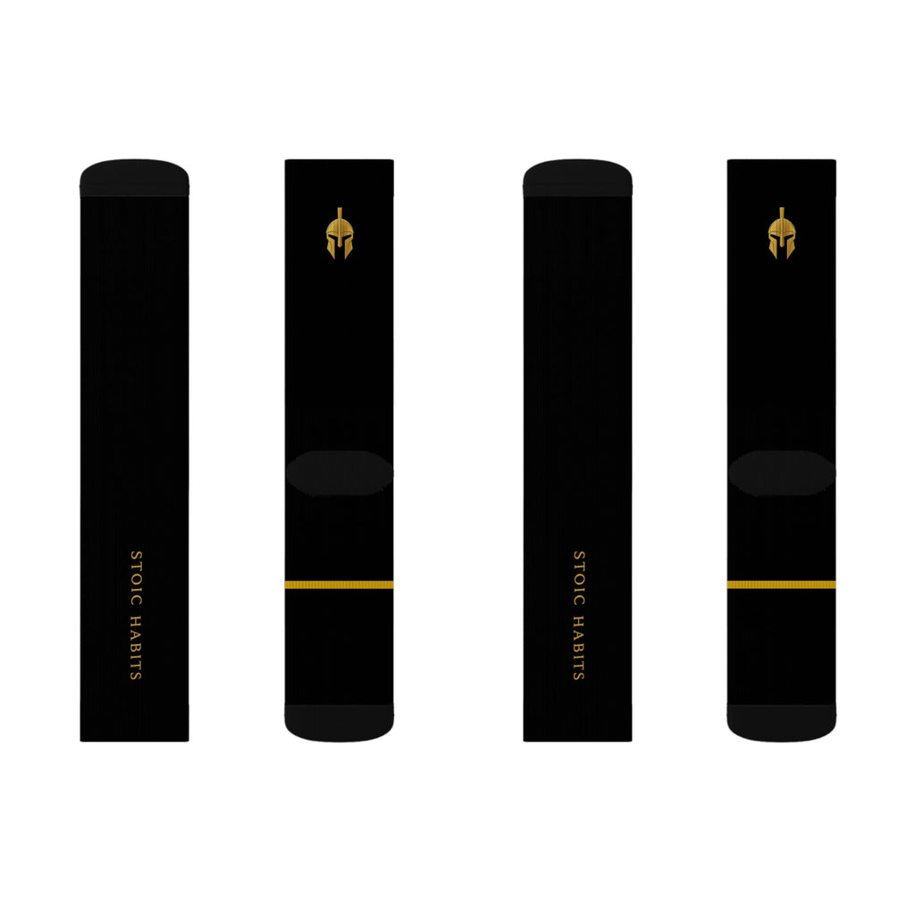 Stoic Habits Signature Black & Gold Crew Socks — Premium Everyday Essential