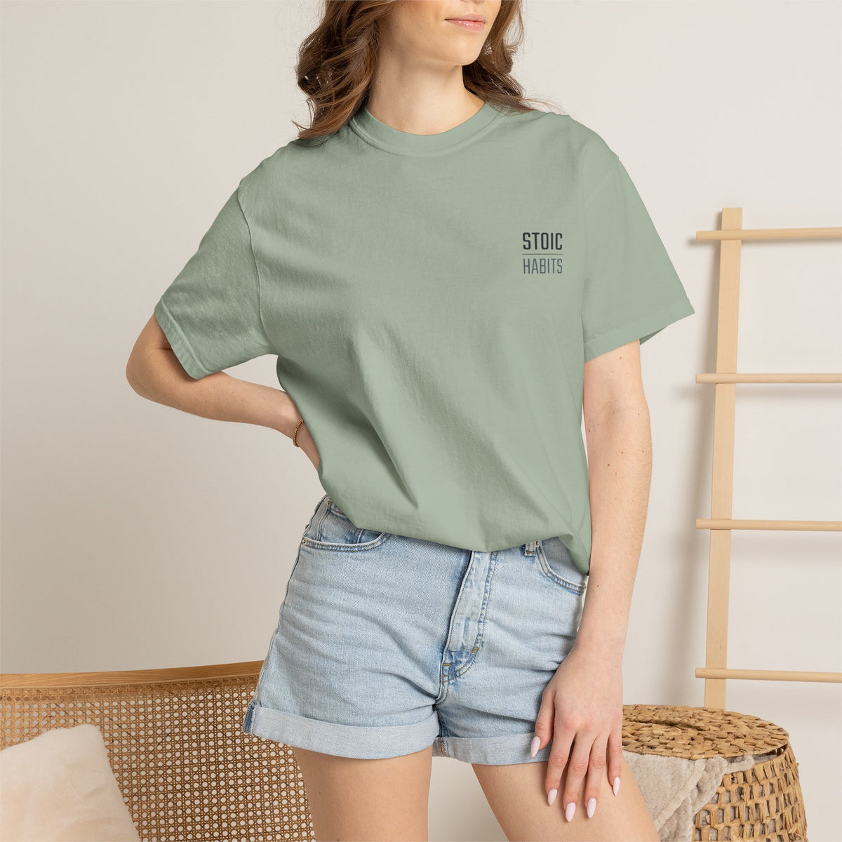 Jiu Jitsu T-Shirt — "Stoic Habits" White Garment-Dyed Martial Arts Tee