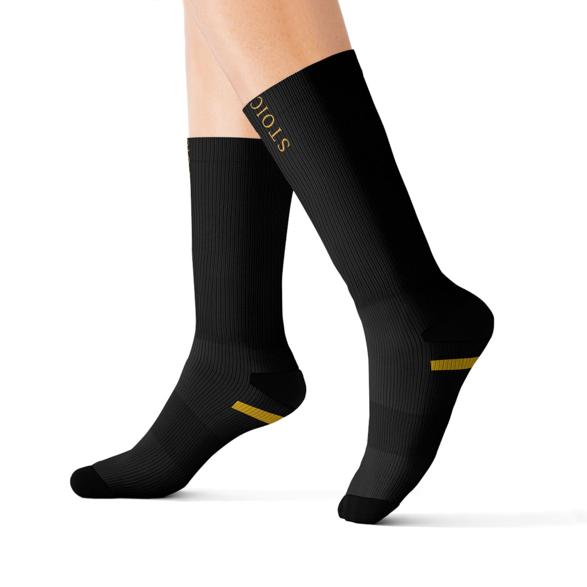 Stoic Habits Signature Black & Gold Crew Socks — Premium Everyday Essential