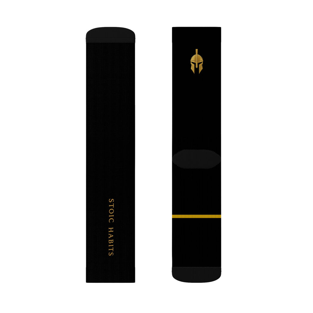 Stoic Habits Signature Black & Gold Crew Socks — Premium Everyday Essential