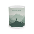 Stoic Habits mountain silhouette mug | minimalist hiking landscape ceramic mug