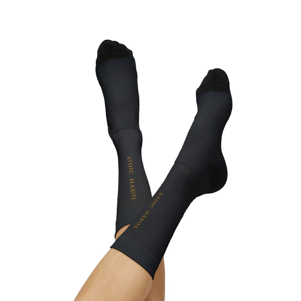 Stoic Habits Signature Black & Gold Crew Socks — Premium Everyday Essential
