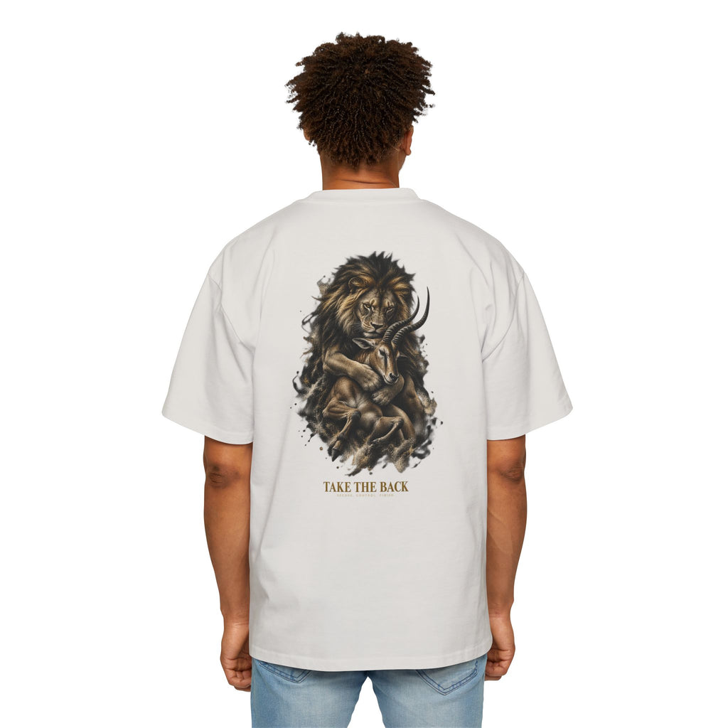 BJJ Oversized T-Shirt, Take the Back Lion Graphic Tee, Brazilian Jiu Jitsu Shirt, Heavyweight Streetwear Gift for Grapplers
