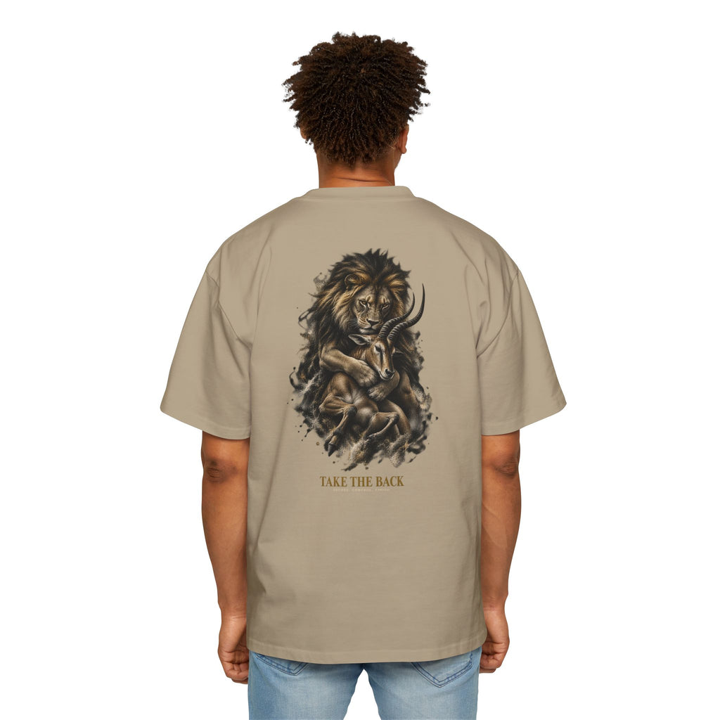 BJJ Oversized T-Shirt, Take the Back Lion Graphic Tee, Brazilian Jiu Jitsu Shirt, Heavyweight Streetwear Gift for Grapplers