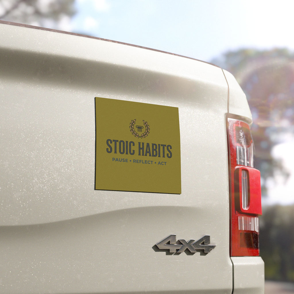 Stoic Habits Car Magnet — "Pause • Reflect • Act" Inspirational Auto Decal