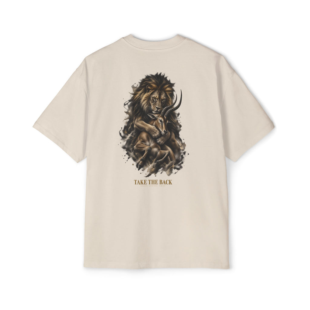 BJJ Oversized T-Shirt, Take the Back Lion Graphic Tee, Brazilian Jiu Jitsu Shirt, Heavyweight Streetwear Gift for Grapplers