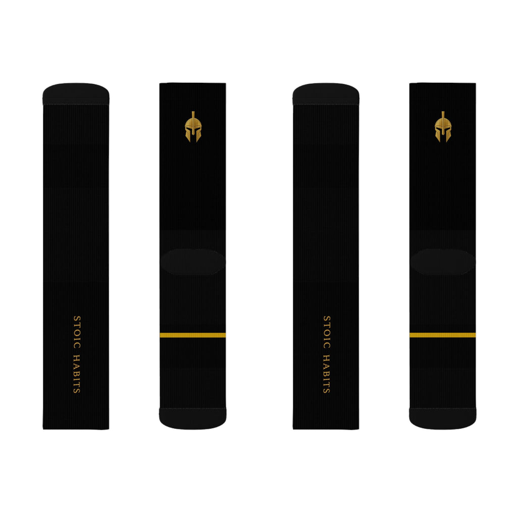 Stoic Habits Signature Black & Gold Crew Socks — Premium Everyday Essential