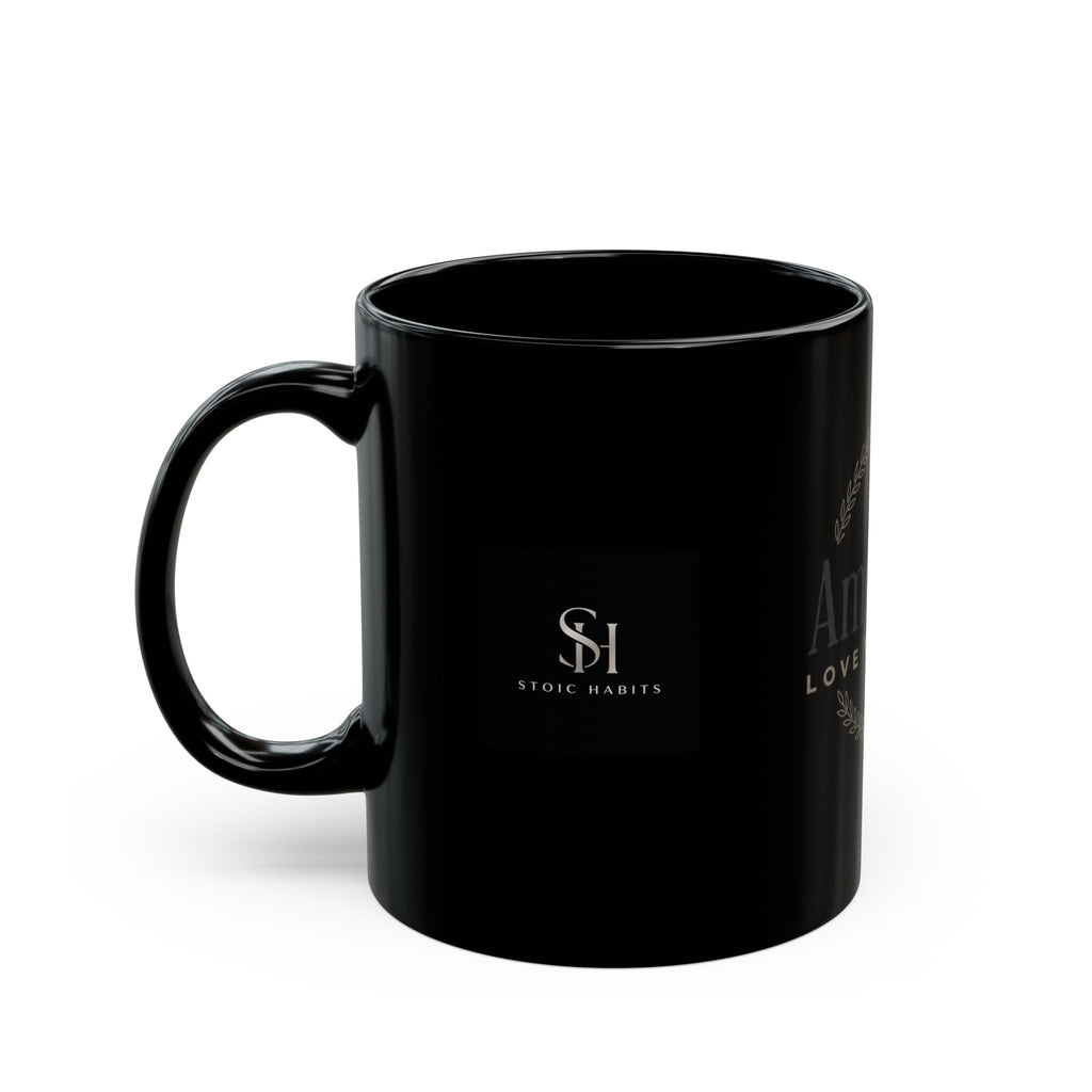 Amor Fati Love Your Fate Mug | Black Ceramic Coffee Cup