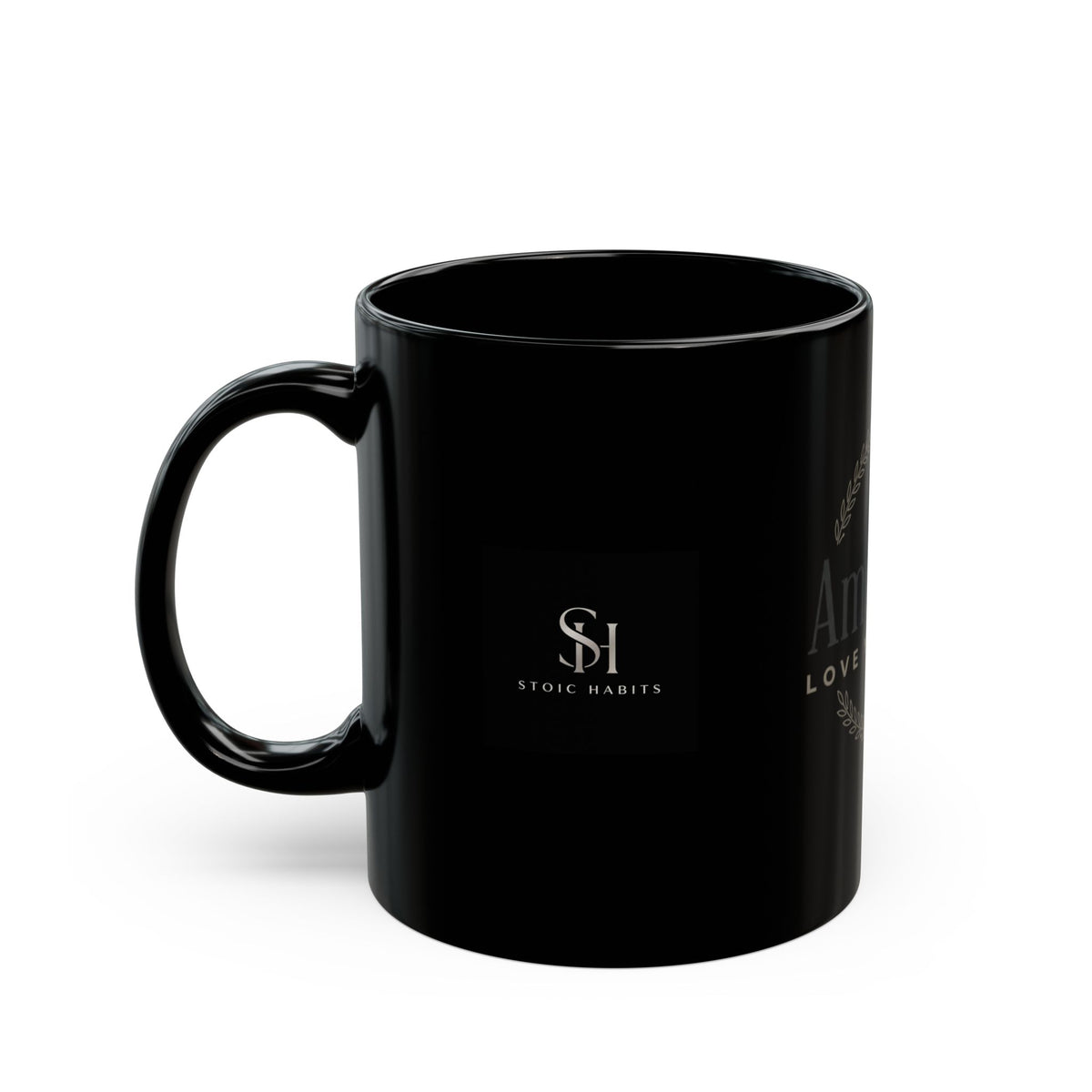 Amor Fati Love Your Fate Mug | Black Ceramic Coffee Cup