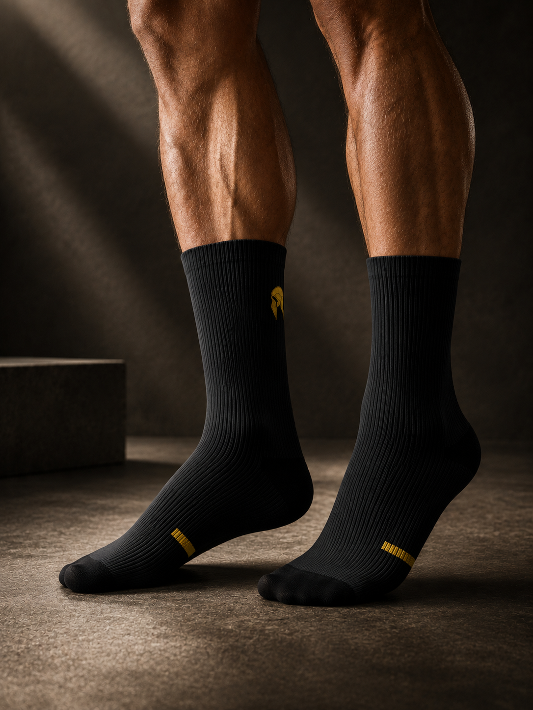 Stoic Habits Signature Black & Gold Crew Socks — Premium Everyday Essential